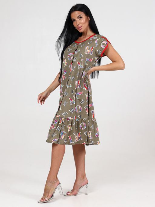 840 ЖЕНСКОЕ ПЛАТЬЕ (Буквы на хаки) - А-дина фото 4