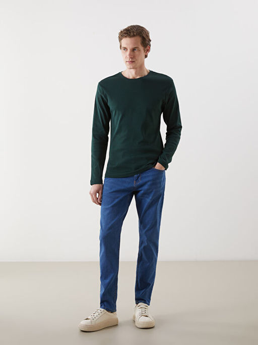 Bisiklet Yaka Uzun Kollu Penye Erkek Ti??rt