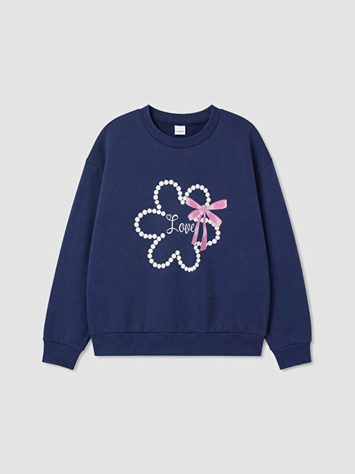 ?i?ek Bask?l? K?z ?ocuk Sweatshirt 2li - Waikiki фото 2