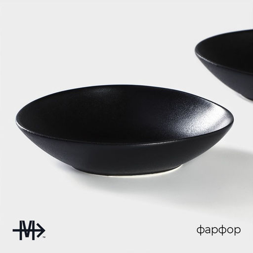 Тарелки глубокие Magistro Carbon, 17.5×15 см, набор 2 шт., фарфор, чёрные