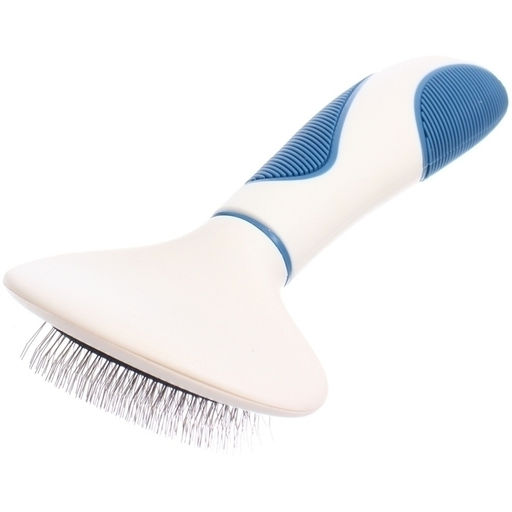 Цена за 2 шт. Расческа - пуходёрка для животных "ЛАПУСИКИ", коллекция БРО, прорезиненная ручка, цвет белый/голубой, 9*18см (блистер)