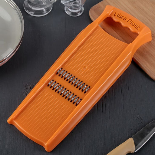 Тёрка для корейской моркови Libra Plast, 33×12 см, с широкой ручкой, оранжевая