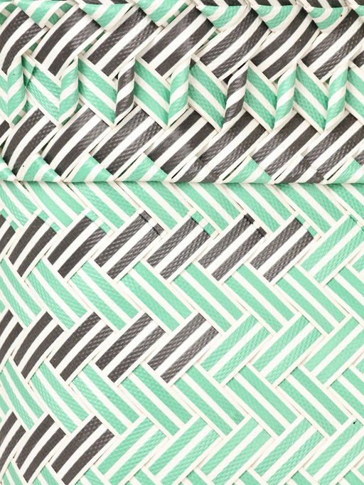 Сумка плетёная, 30×15×35 см, пластик, бирюзовая с чёрным
