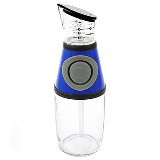 Бутылка для масла стеклянная 250мл, д6,5см, h21,5см, с пресс-дозатором, цветная коробке (Китай)