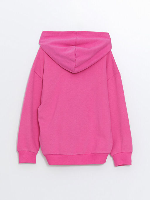 Kap??onlu Bask?l? Uzun Kollu K?z ?ocuk Sweatshirt