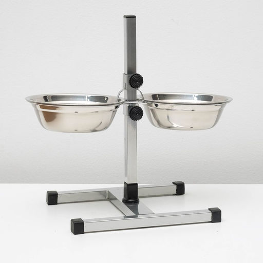 Подставка с мисками, 2 х 1 л, высота 40 см, разборная с верхним фиксатором, хром - Пижон фото 2