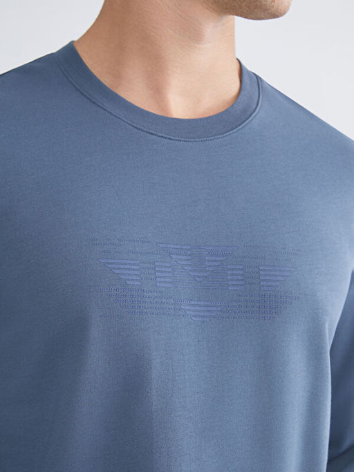 Bisiklet Yaka Bask?l? Erkek Sweatshirt