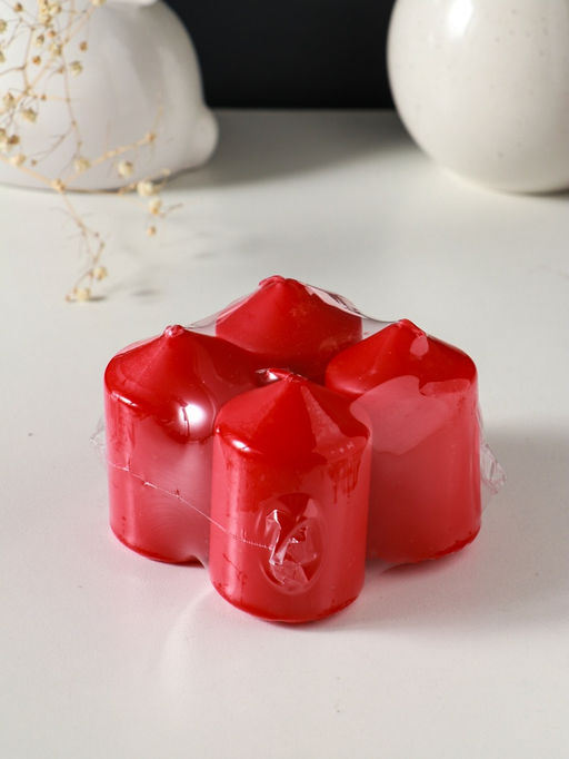 Набор: свеча-цилиндр 4×6 см, 70 г, 4 шт., красный