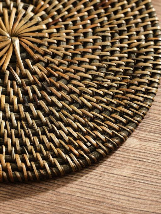 Салфетка сервировочная плетёная круглая, 20×20×0.5 см, ротанг
