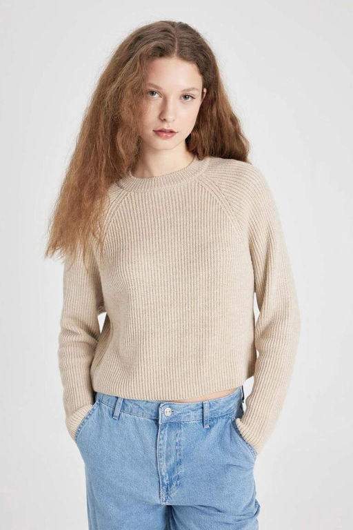 Крутой свитер стандартной посадки с круглым вырезом - Defacto фото 3