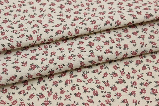 Теплый хлопок Дарья - цветочки цв.коричневая брусника, ш.1.5м, хлопок-100%, 150гр/м.кв - Купава фото 3