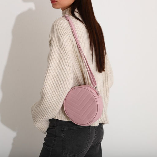 Сумка круглая из искусственной кожи, 18*18 см, цвет розовый - Nazamok фото 7