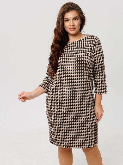 Платье женское П-176 (жаккард принт) Тёмно-серая ёлочка