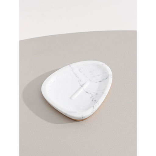 Аксессуары для ванной Мрамор, 3 предмета, мыльница, дозатор 230 мл, стакан, белые - Simaland фото 5