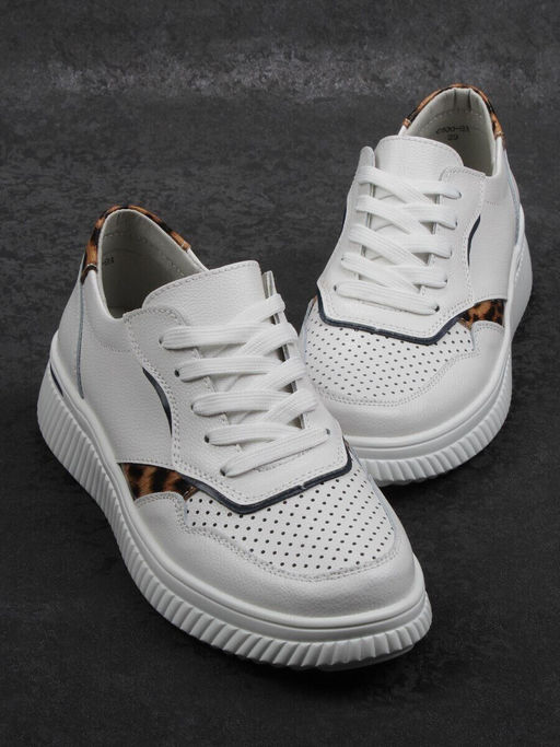 03-C930-9A WHITE Полуботинки спортивные женские (натуральная кожа)