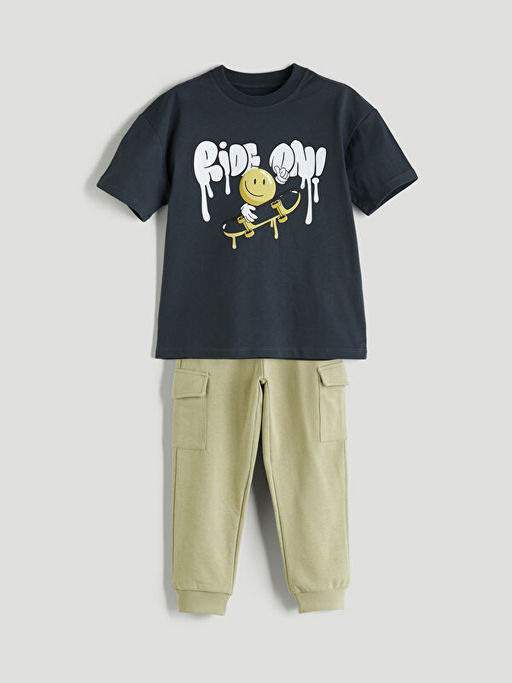 Bisiklet Yaka Erkek Bebek Ti??rt ve Pantolon 2li