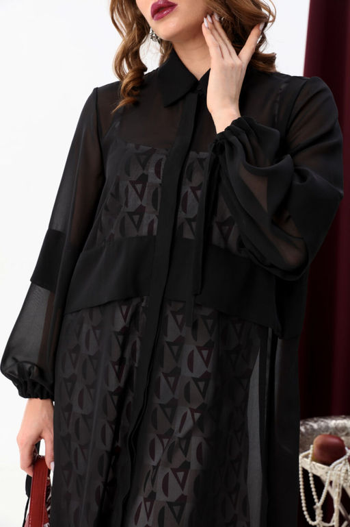 Платье NIKVA н943-1 чёрный+бургунди ромбы  фото 6