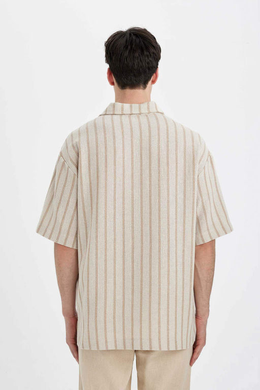 Рубашка оверсайз с воротником поло и короткими рукавами - Defacto фото 6