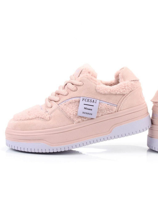 04-P124-2C PINK Кроссовки демисезонные женские (натуральная замша, искусственный мех)