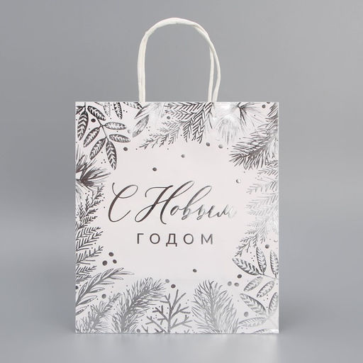 Пакет подарочный крафтовый Серебро, 22 х 25 х 12 см - Дарите счастье фото 10
