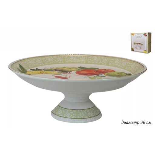 Фруктовница 36 см ФРУКТЫ на ножке в под.уп.(х4) арт.110350