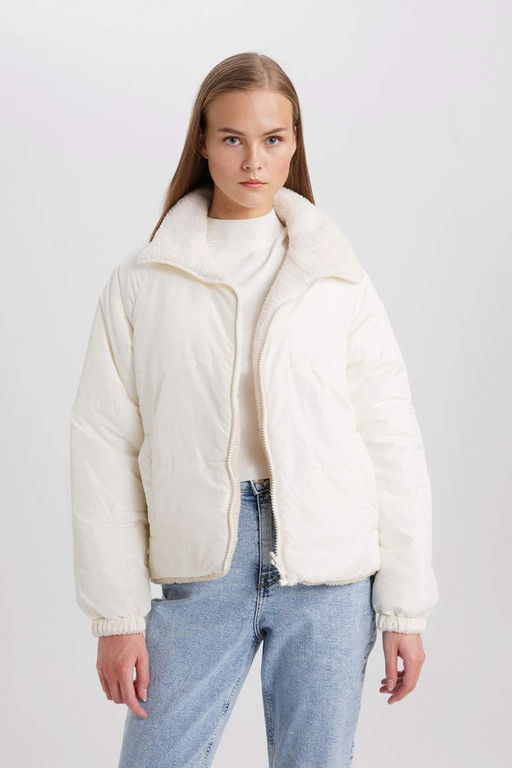 Куртка из искусственного меха обычного кроя с воротником-стойкой - Defacto фото 5