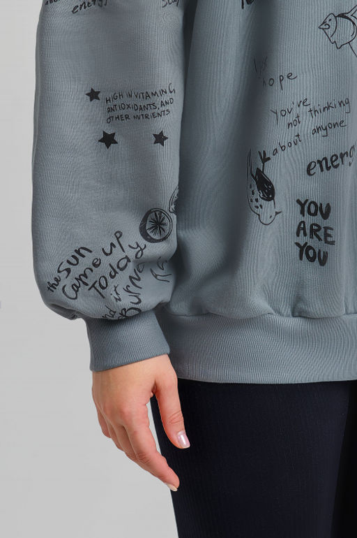 Арт. 15132/1 Свитшот женский оверсайз 46-52 (4 шт) Цвет:темно-серый - Калинка фото 9