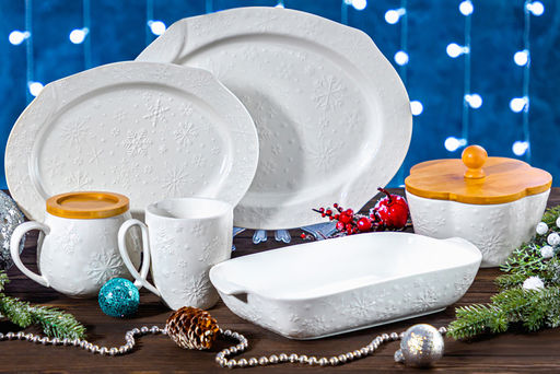 Банка д/печенья 19,5*19,5*10 см 900 мл Цветок Снежинки с дерев крышкой - Elan gallery фото 4