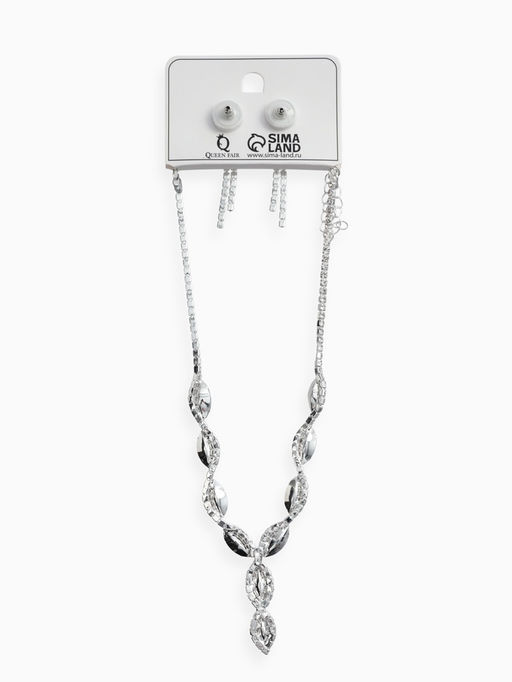 Набор 2 пред-а: серьги, колье "Вечерний шик" лепестки, цвет бело-небесно-голубой в серебре   1093745