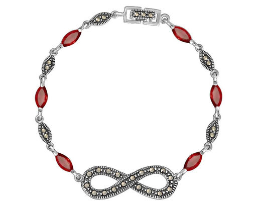 Браслет, марказит , синт.рубин, SL-AGA230