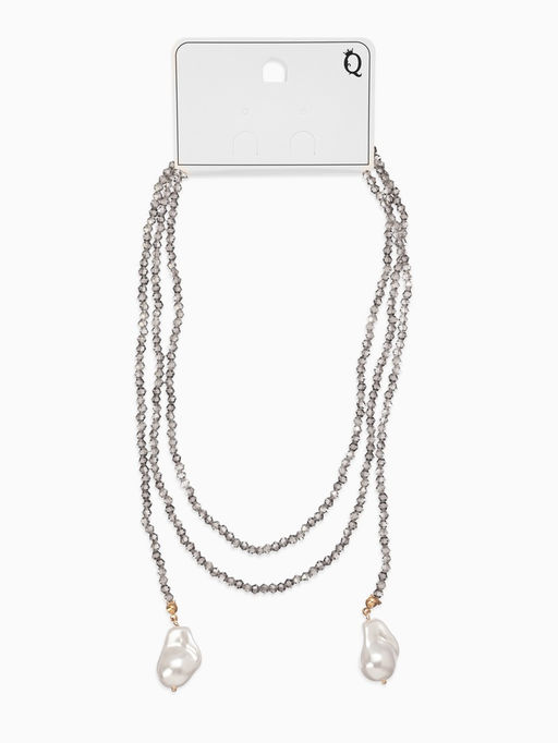 Бусы бисерные с подвесами жемчуг «Нить стекла», L=120 см, №2, серые