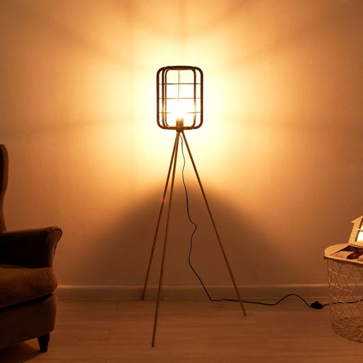 Торшер «Лофт», E27, 40 Вт, чёрный-золото, 24.5×24.5×140 см