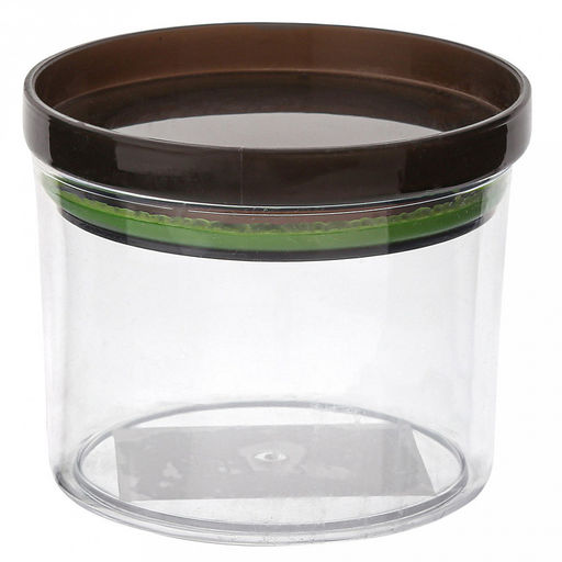 "Феличита" Банка для сыпучих продуктов пластмассовая 0,21л, д8,2см, h7см, прозрачный, прижимная крышка с силиконовым уплотнителем (Китай)