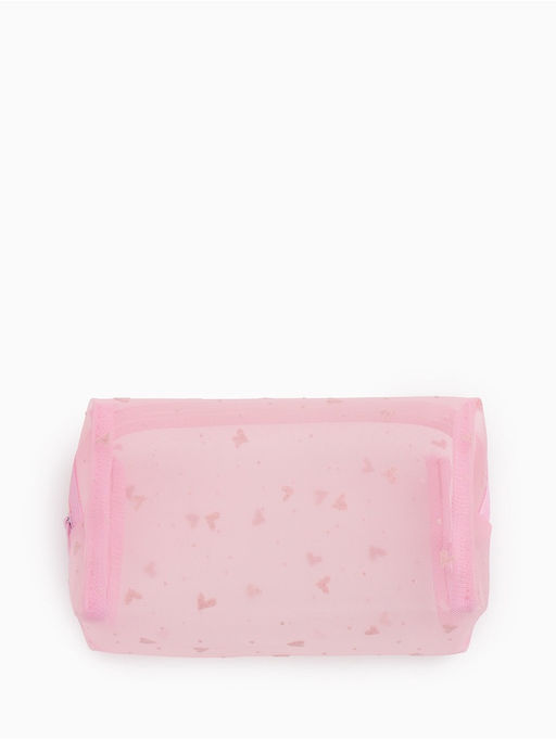 Косметичка дор Сердца, сетка 18*7,5*10, отд на молнии, розовый