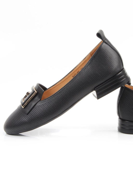 06-M47-56 BLACK Туфли женские на широкую ногу (натуральная кожа)