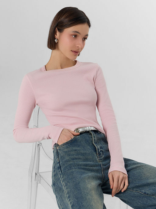 Лонгслив женский розовый