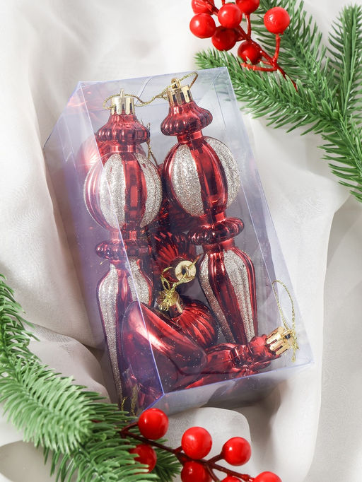 Ёлочные игрушки Зима в подарках, 60 шт., красный - Зимнее волшебство фото 12