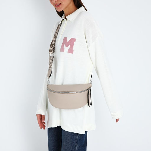 Сумка женская кросс-боди на молнии, 26×10×16 см, бежевая