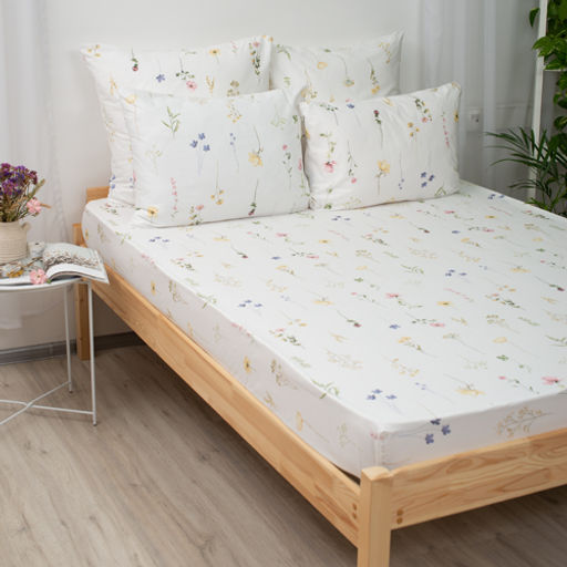 Простыня на резинке 180х200х25, поплин, Иммортели ВБ - Традиция фото 12