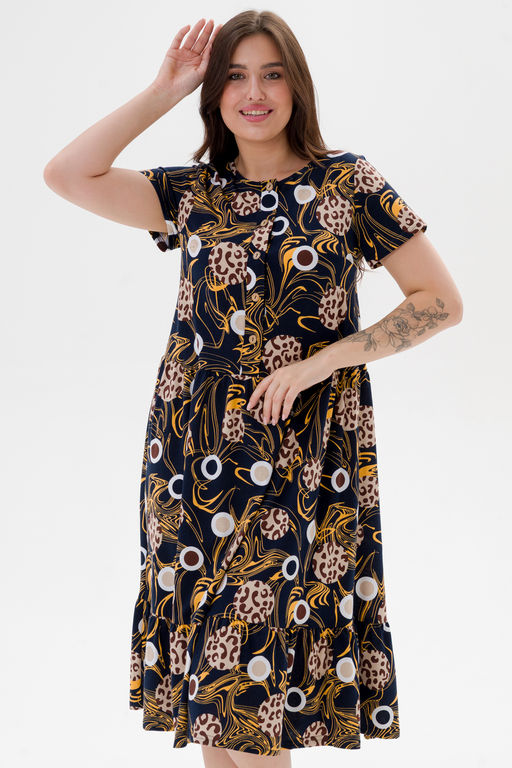 Платье женское из кулирки Кармелита 2 кофе на синем - Амадэль фото 7