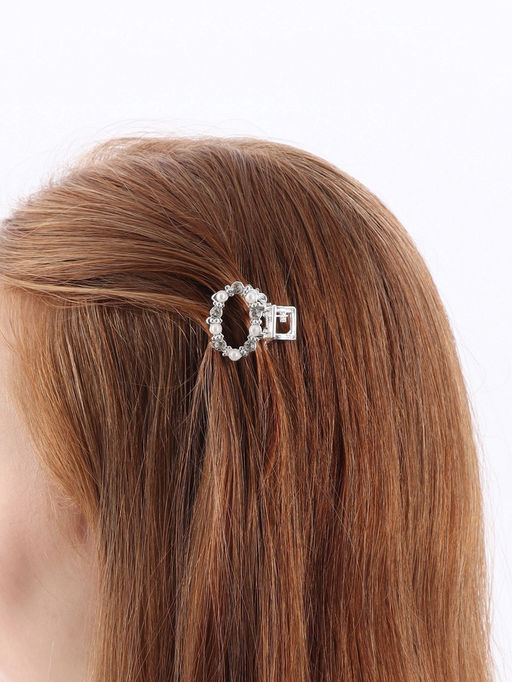 Цена за 6 шт. Крабик для волос «Мелани», овал, 2.5 см, серебристо-белый