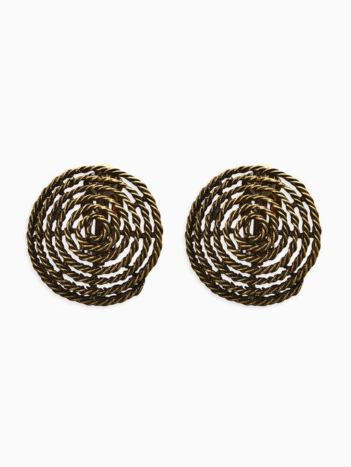 Цена за 2 шт. Клипсы «Гипноз», круг из веревки, цвет чернёное золото