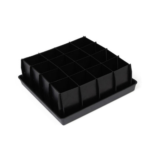 Набор для рассады: пластиковая вставки на 16 ячеек, по 130 мл, пластиковый чёрный поддон, 26.5×26.5×3 см