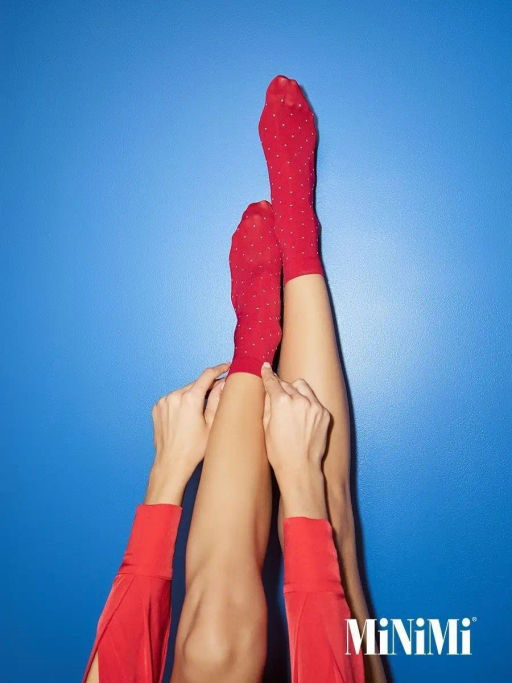 calz. MICRO POIS 70 Носки (точка) - Rosso Mosto - Minimi фото 3