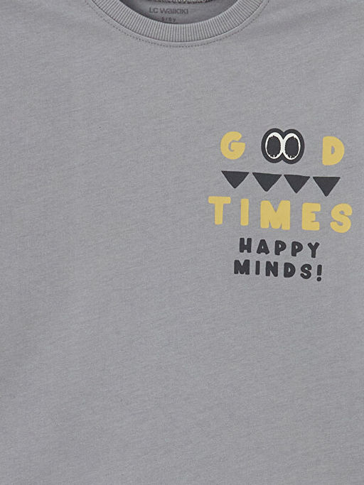 Bisiklet Yaka Bask?l? Erkek ?ocuk Ti??rt