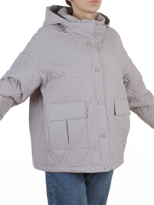 BM4836 LT. GRAY Куртка стеганная демисезонная женская (50 гр. холлофайбер)