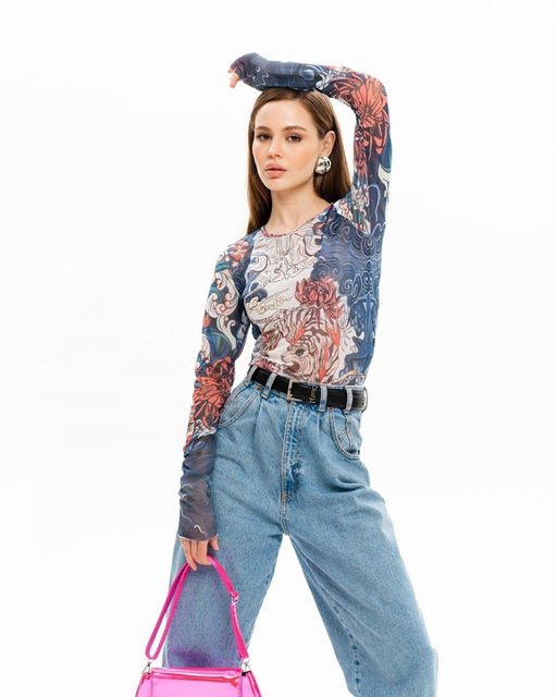 Лонгслив из сетки авторский принт - Sahar art lab фото 6