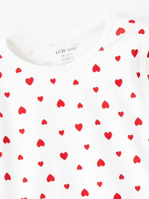 Bisiklet Yaka Uzun Kollu Bask?l? K?z Bebek Pijama Tak?m? - Waikiki фото 3