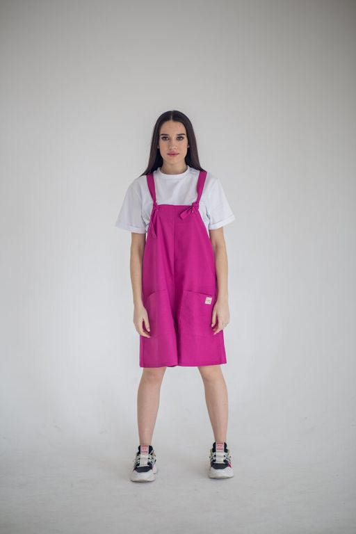 ЛЁН 100% комфортный омбинезон Кэри цвет фуксия - Knitka wear фото 3
