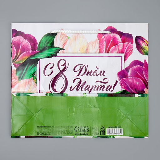 Цена за 2 шт. Пакет подарочный ламинированный, упаковка, С днём 8 марта, ML 25?21?8 см